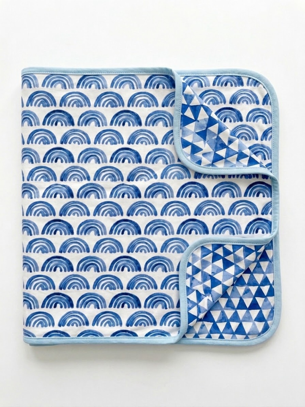 Little Sleepies Reversible Bamboo Large Cloud Blanket 50x50 Blue Rainbows